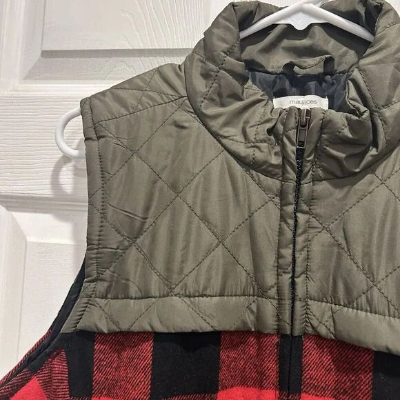 Maurices Woman’s Size XL Buffalo Plaid Wool Blend Quilted Vest Full Zip Pockets - Picture 3 of 6